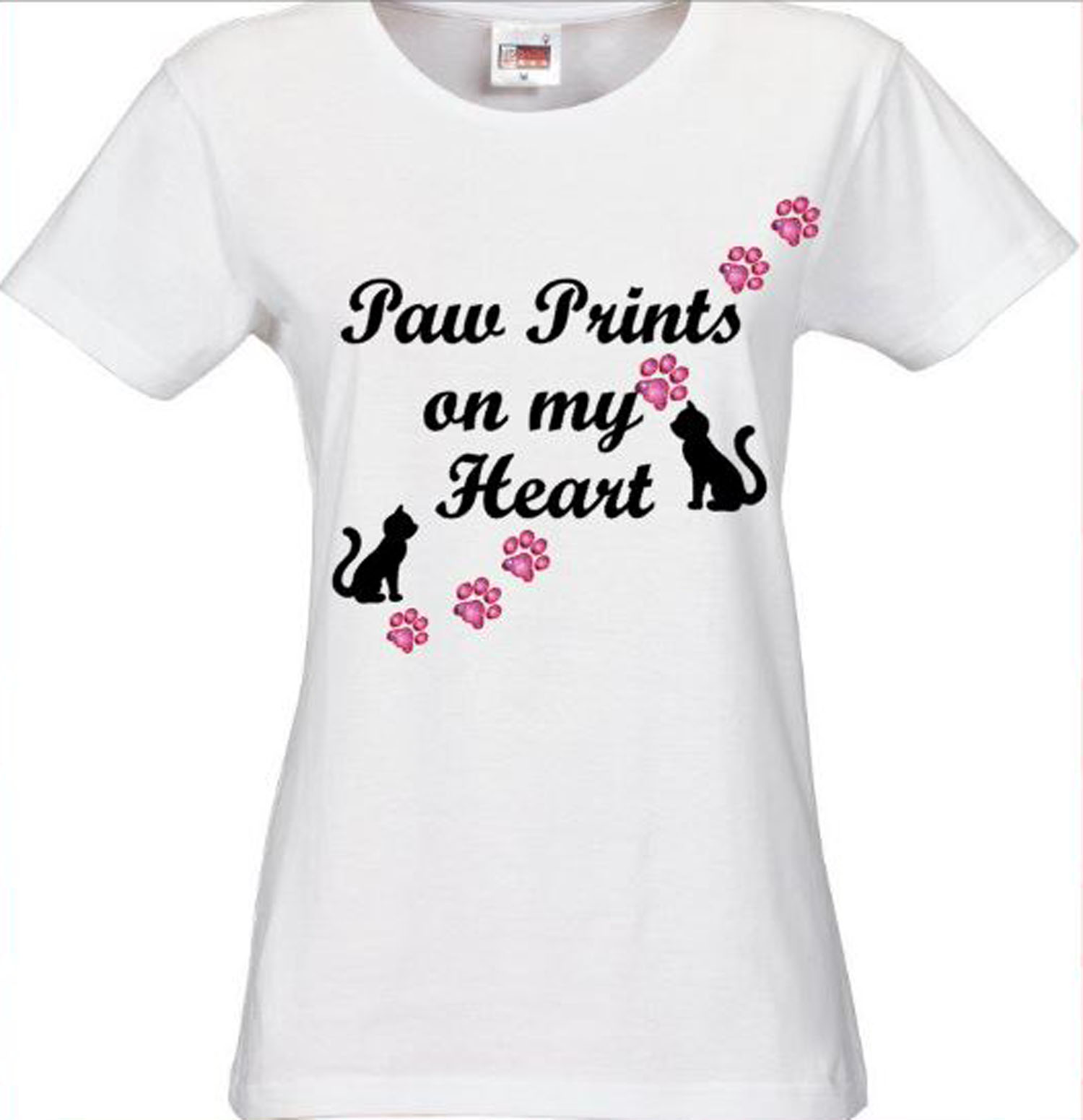 Paw Prints on my Heart Cat Lovers Tshirts Butterfly Studio