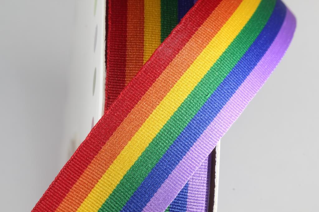 Rainbow Ribbon 25mm Button Box Devon