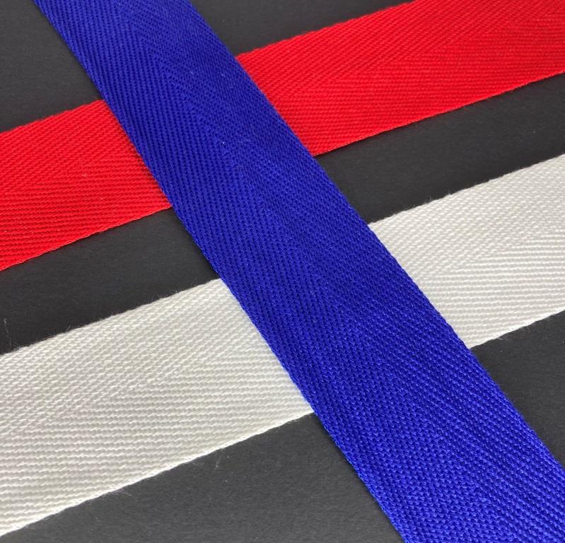 Upholstery Cotton bing 40mm Red, White or Royal Blue Sold in 3M