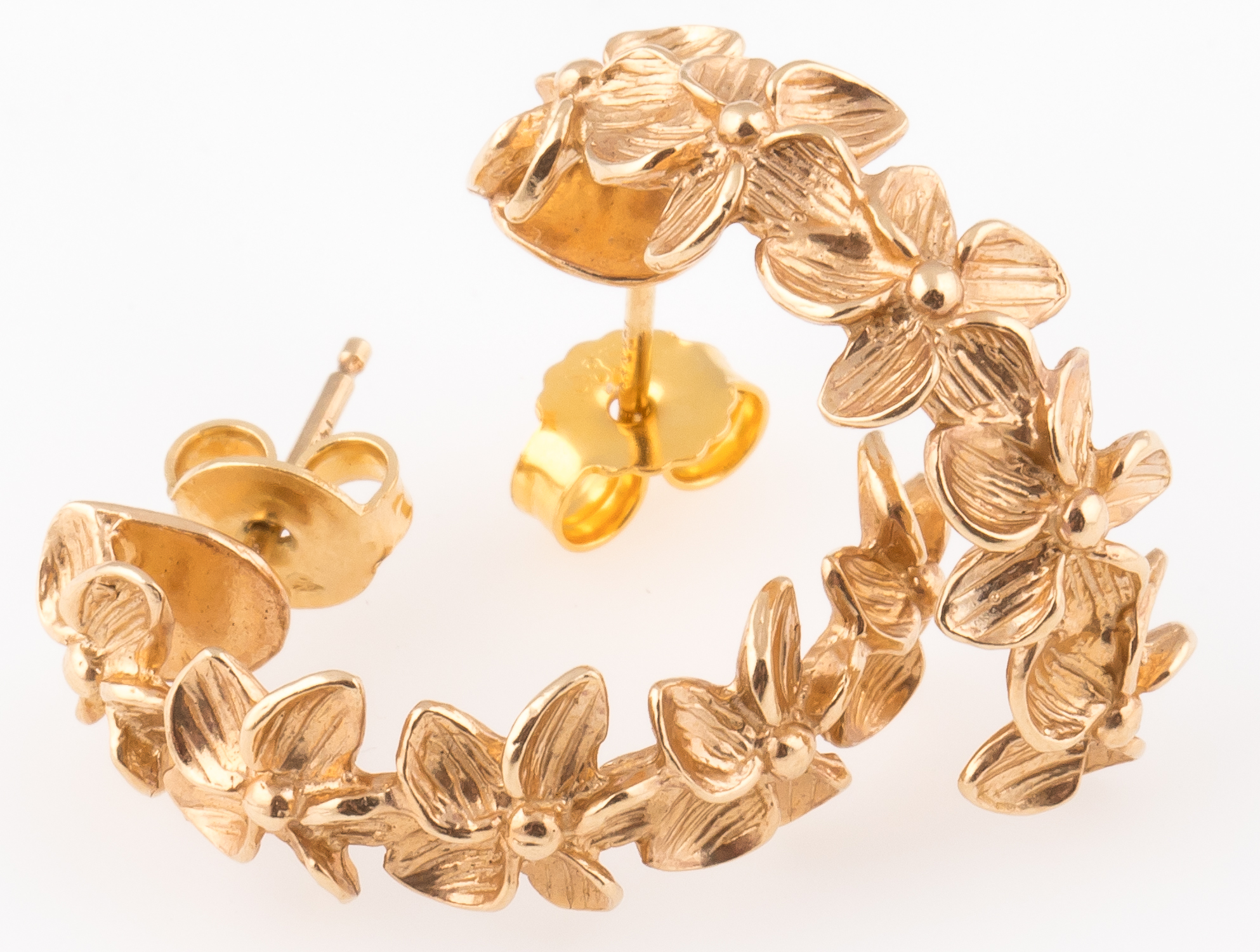 Lot Detail 14K YELLOW GOLD FLORAL FASHION EARRINGS
