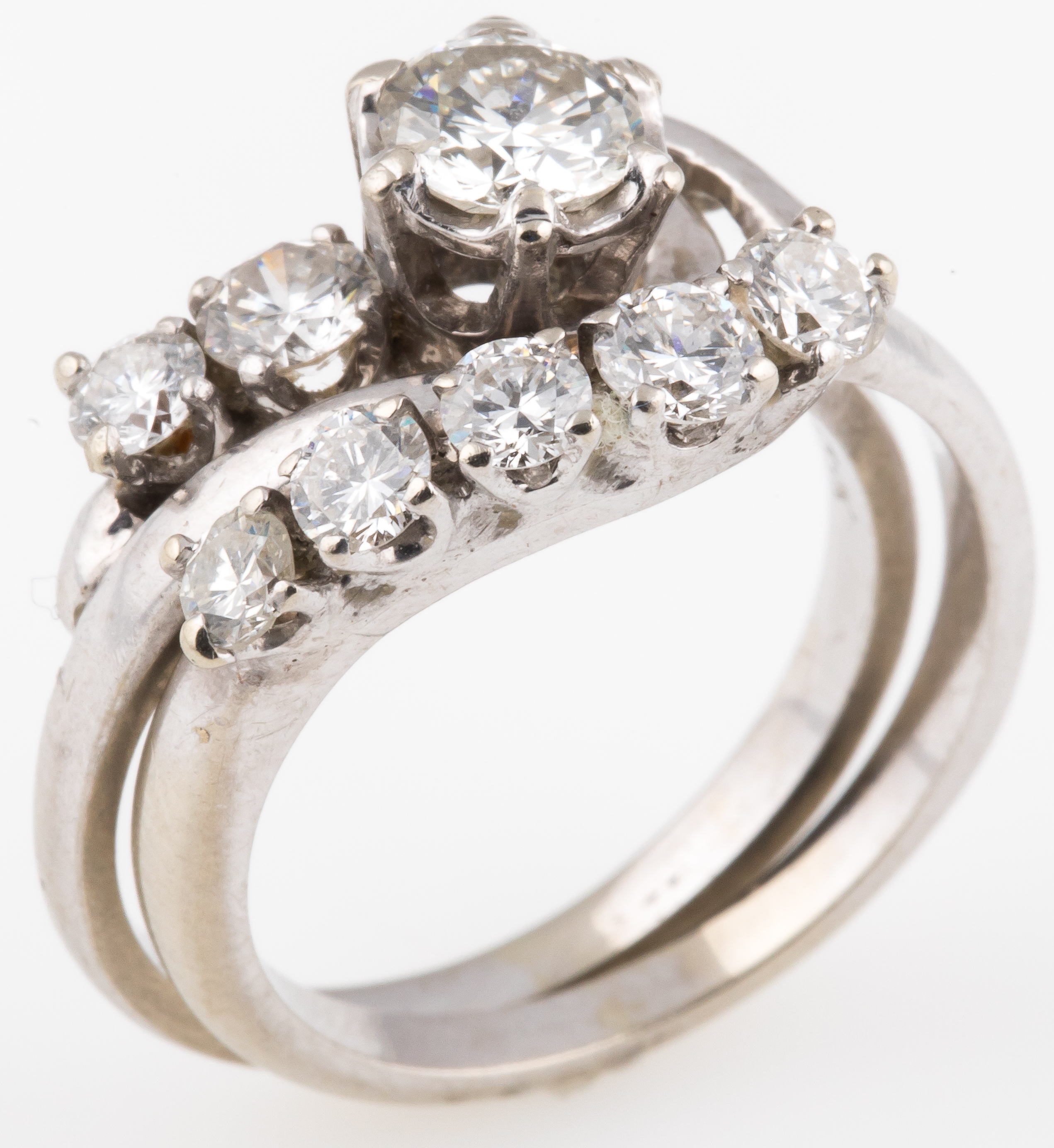 Lot Detail 14K WHITE GOLD 1.4ctw DIAMOND ENGAGEMENT RING & WRAP