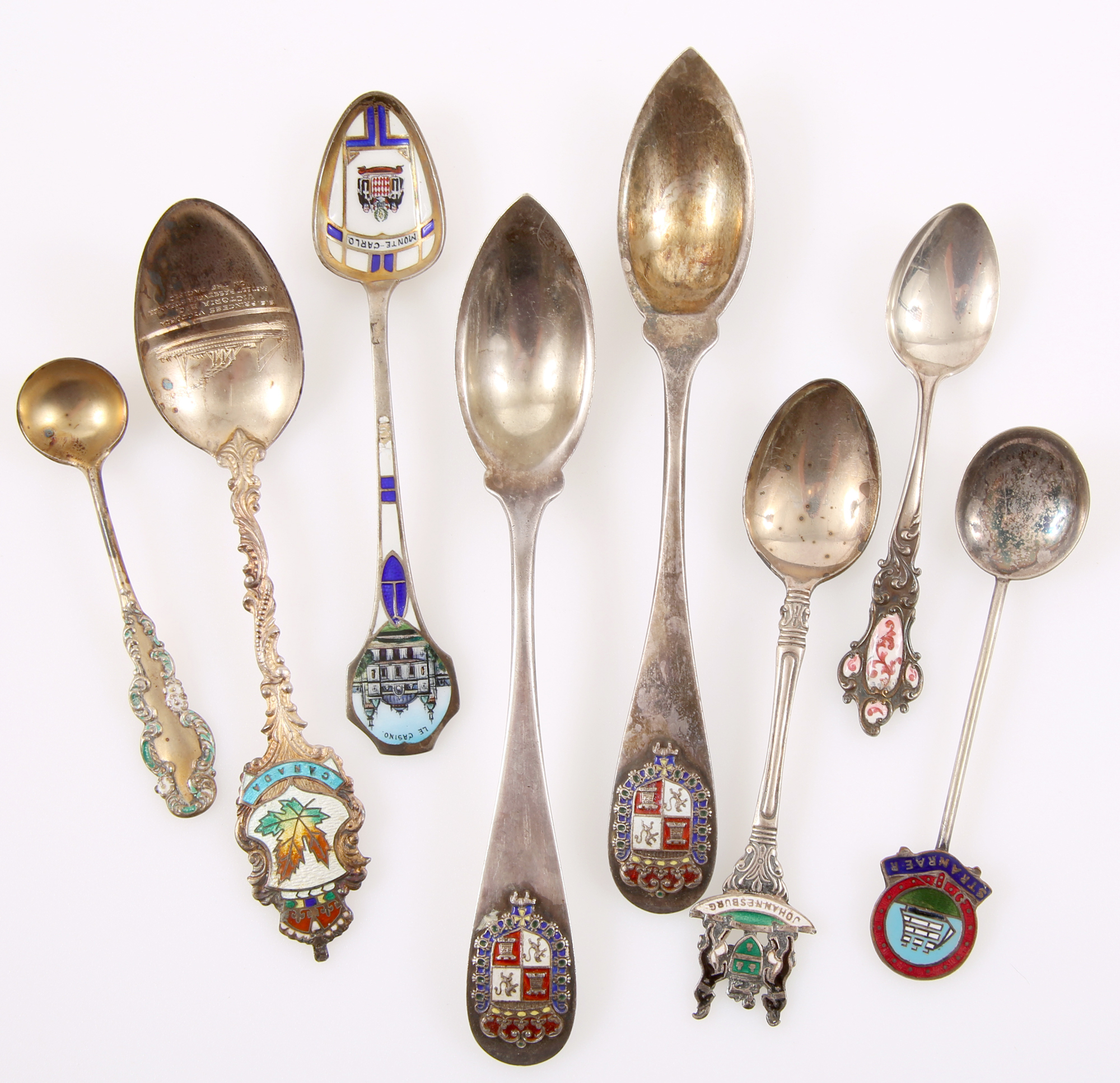 Lot Detail STERLING SILVER ENAMEL SOUVENIR SPOONS LOT OF 8