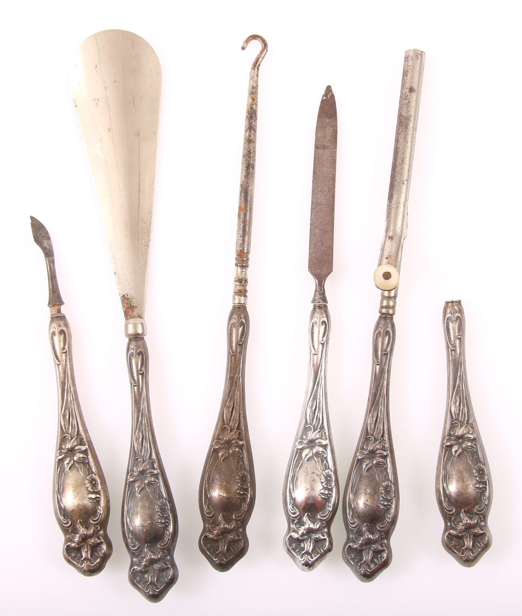 Lot Detail STERLING SILVER HANDLE ART DECO VANITY ITEMS LOT OF 6