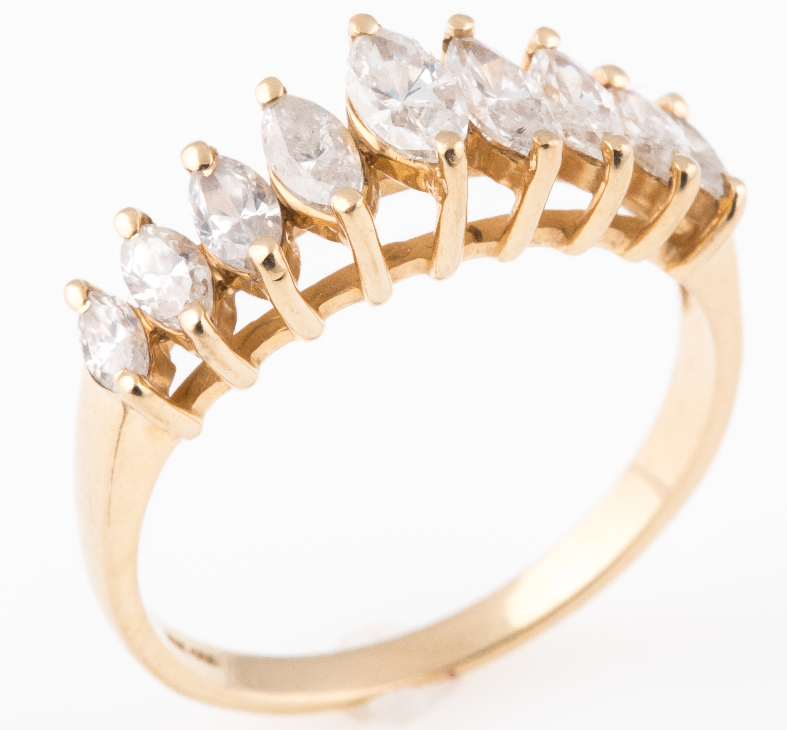 Lot Detail 10K YELLOW GOLD HALF ETERNITY MARQUISE DIAMOND RING