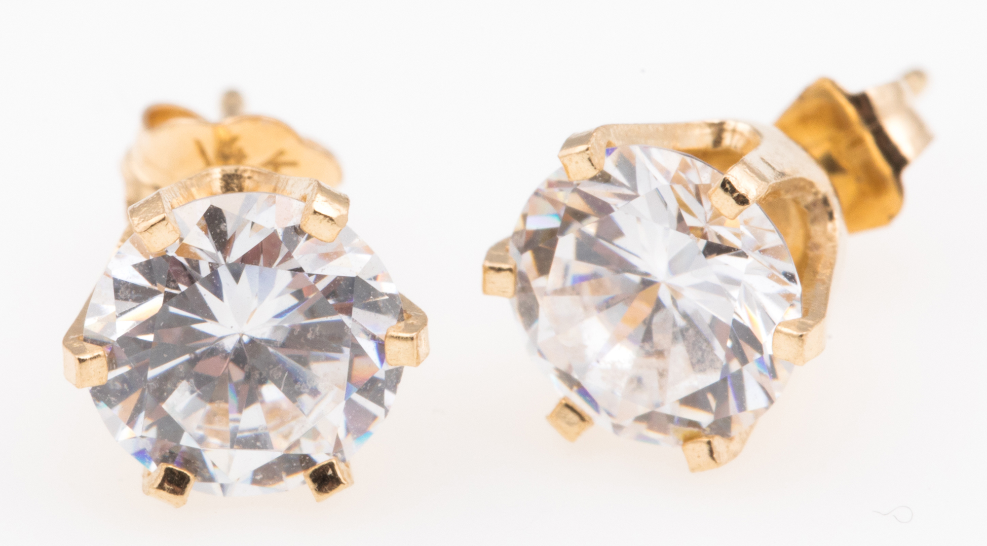 Lot Detail 14K GOLD CUBIC ZIRCONIA STUD EARRINGS