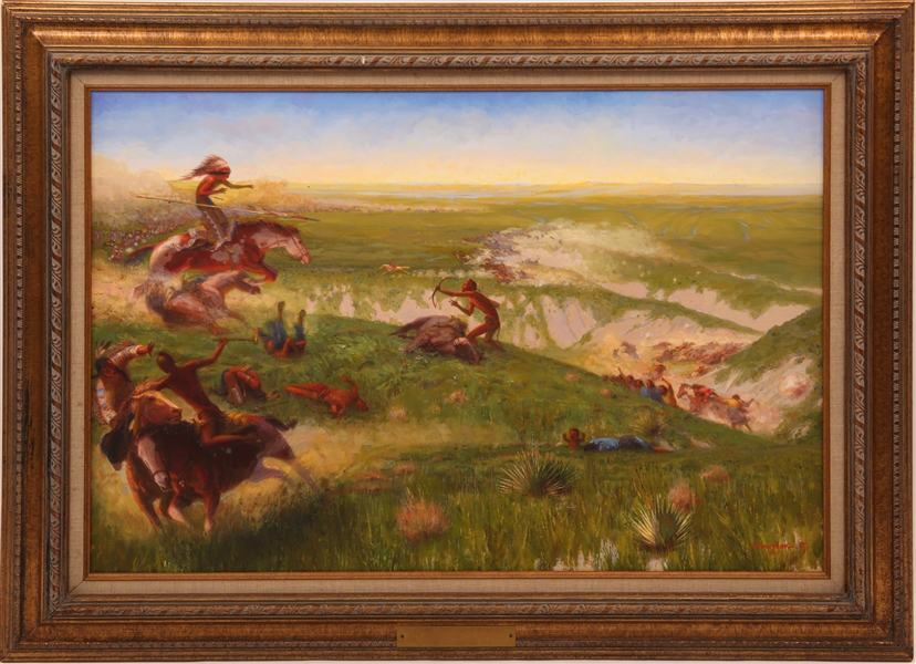 Lot Detail BRUMMETT ECHOHAWK 1873 MASSACRE CANYON, NE OIL PAINTING
