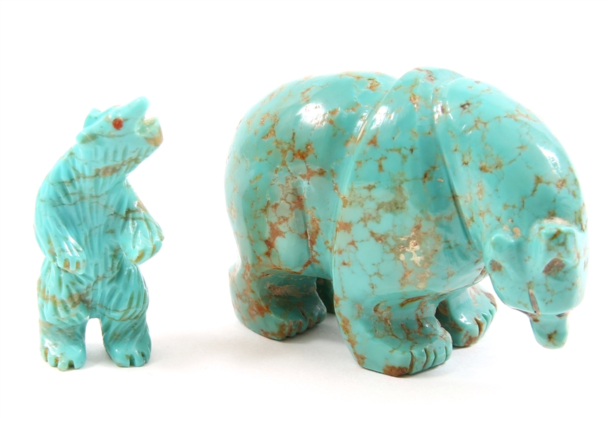 Lot Detail ZUNI TURQUOISE BEAR FETISH FIGURINES LOT OF 2