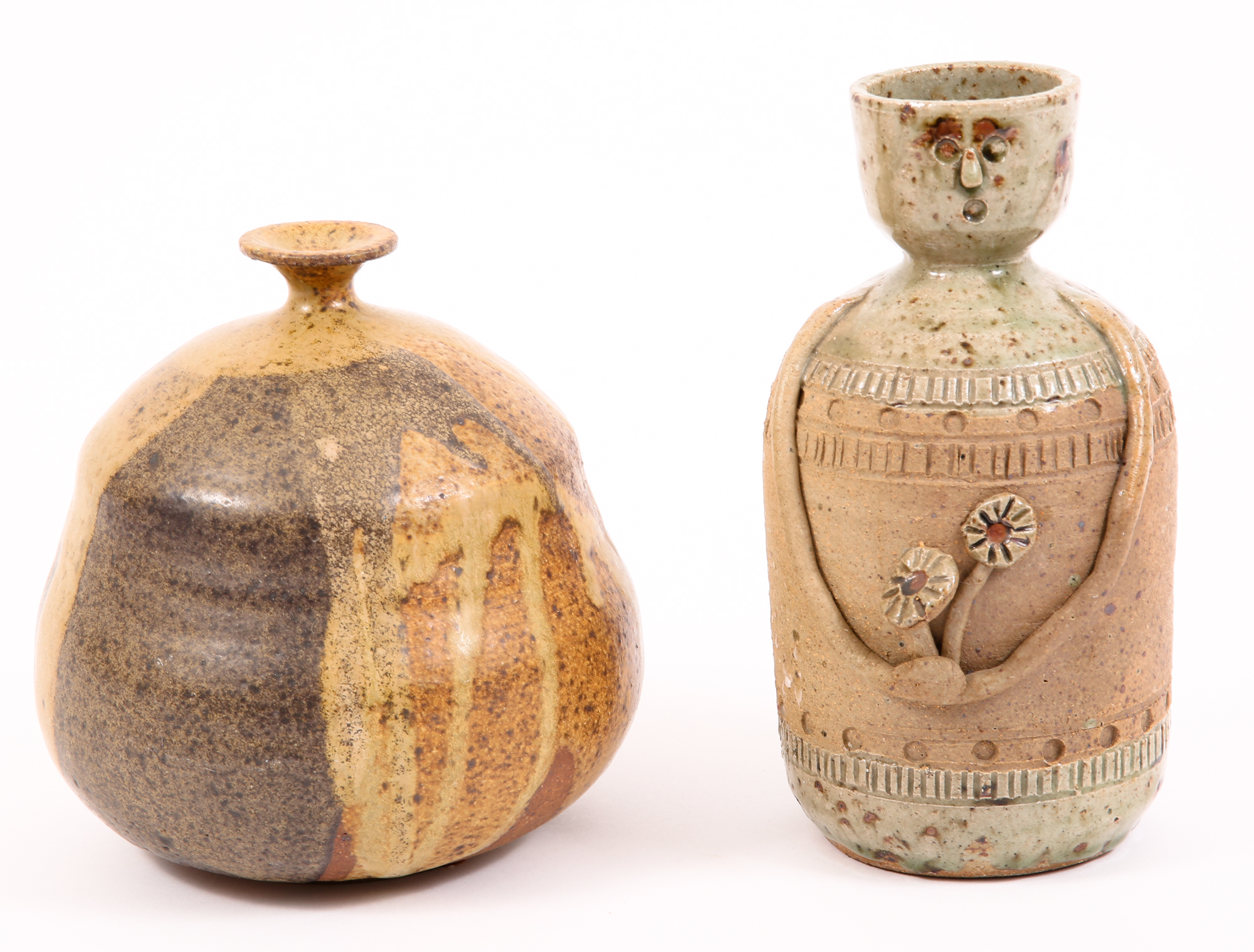 Lot Detail NARROW NECK CERAMIC POTTERY VASES LOT OF 2