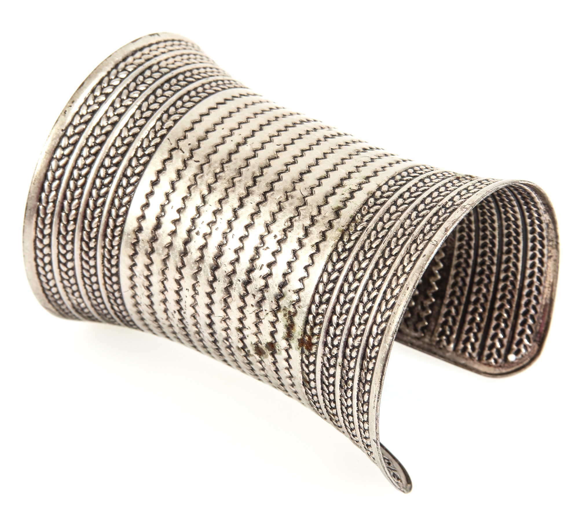 Lot Detail SILVER TONE TEXTURED LONG CUFF BRACELET