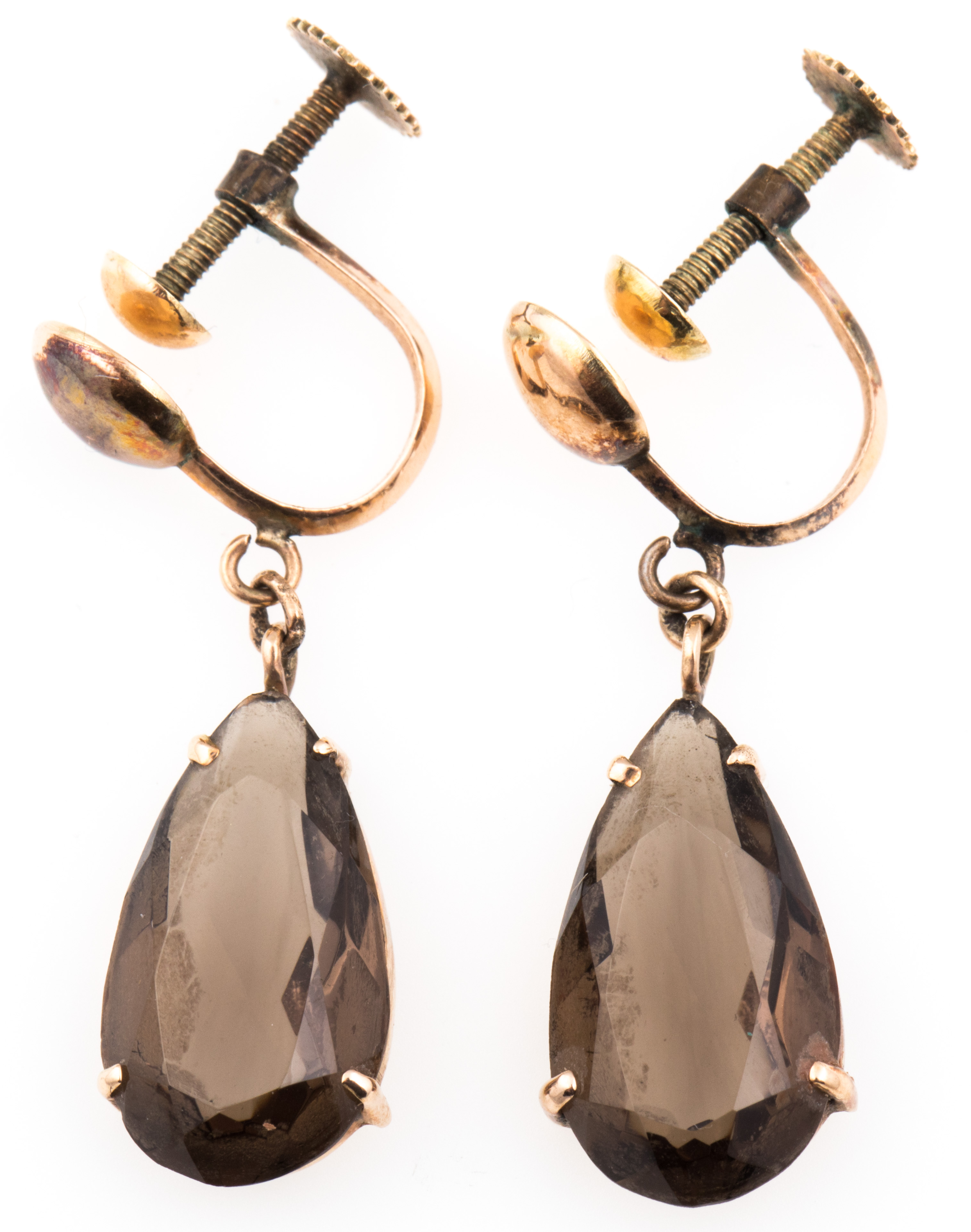 Lot Detail 14K YELLOW GOLD SMOKY QUARTZ CLIPON EARRINGS