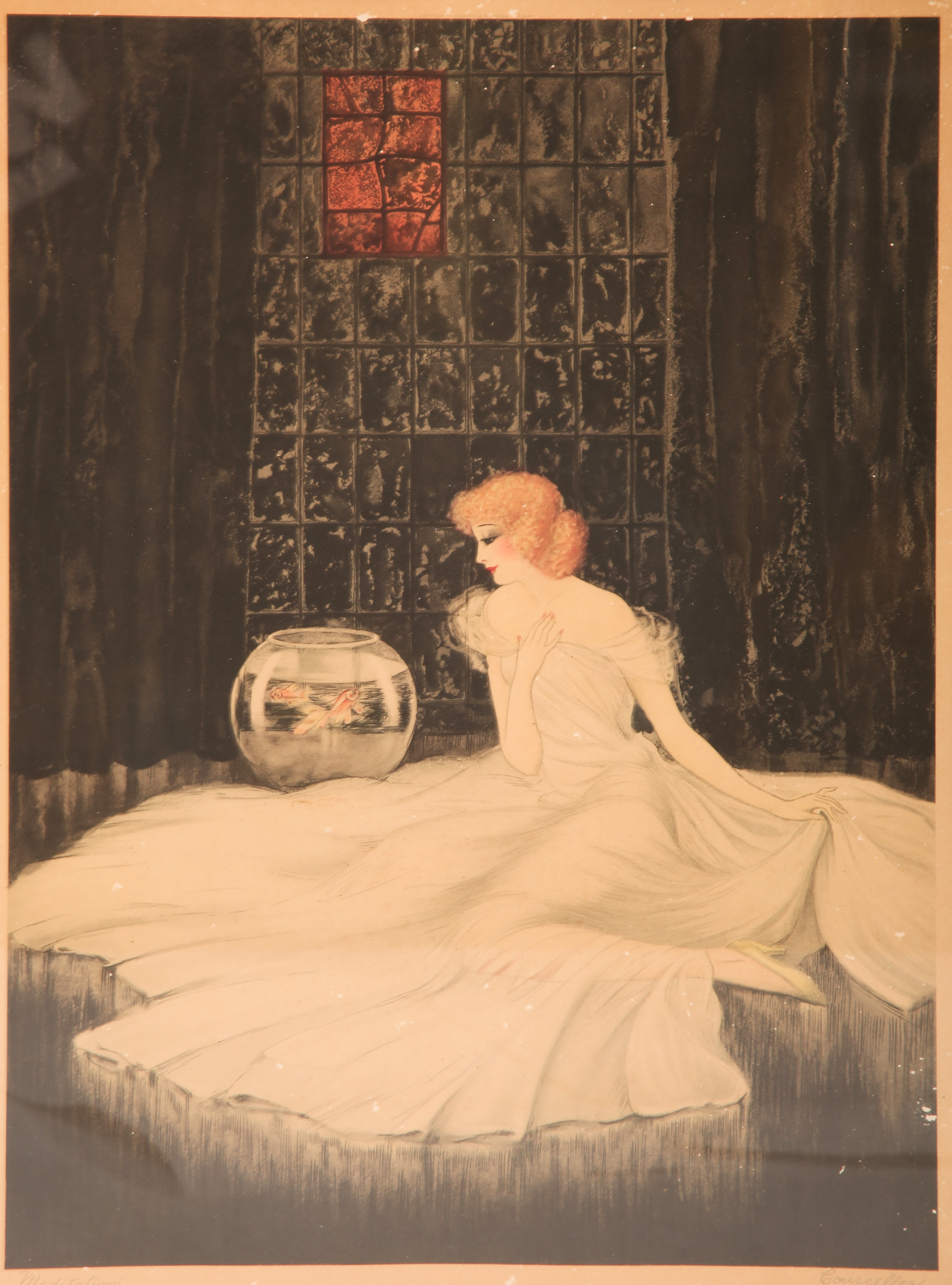 Lot Detail COURCELLES ART DECO MEDITATION LITHOGRAPH PRINT