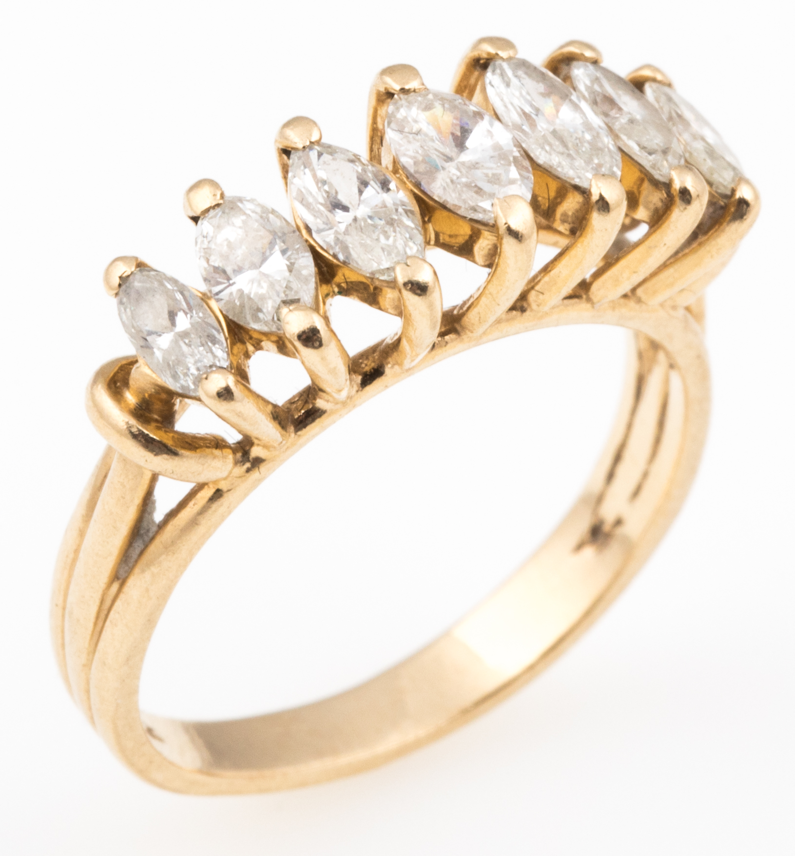Lot Detail 14K YELLOW GOLD MARQUISE DIAMOND HALF ETERNITY BAND RING