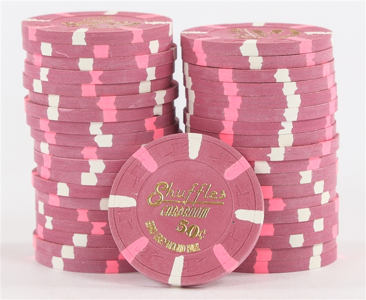 Lot Detail SHUFFLES CARDROOM EBRO GREYHOUND FL 50C CASINO CHIPS