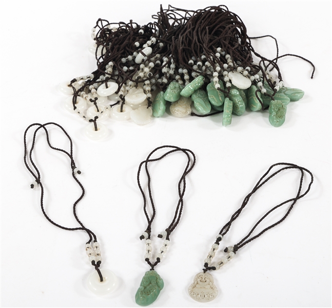Lot Detail JADE PENDANT NECKLACES WITH BRAIDED CORDS LOT OF 40+