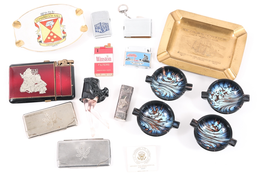 Lot Detail TOBACCIANA ITEMS LIGHTERS, ASHTRAYS, MATCHSTICK CASE