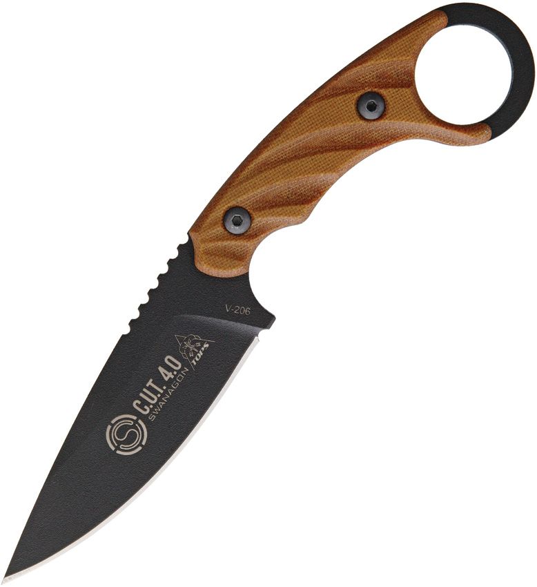 BuyKnives TOPS CUT Combat Utility Tool 1095 Black Blade Brown