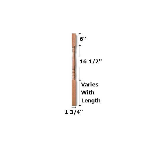 Carolina Stair Supply Hampton Square Top Baluster Without Dowel from