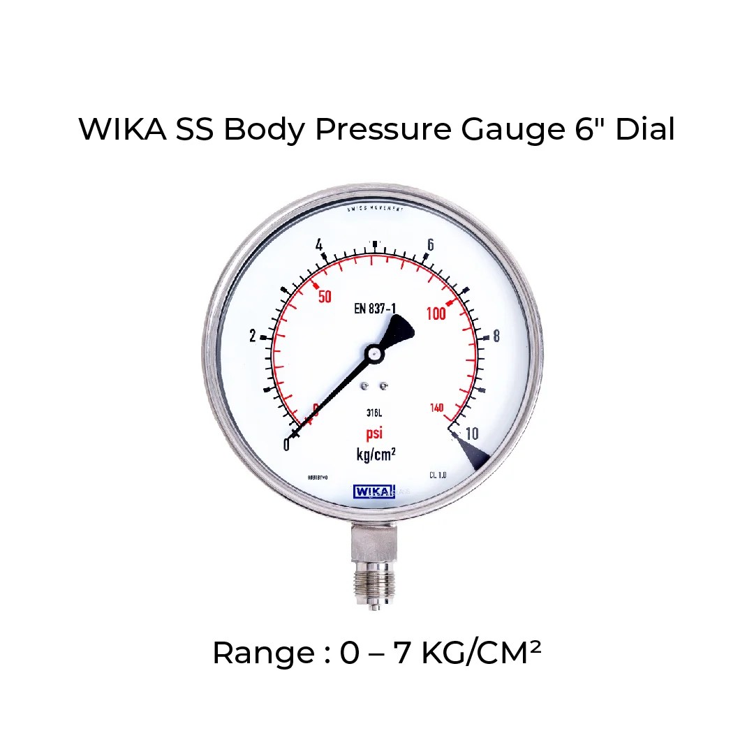 WIKA Pressure Gauge Body SS , Dial Size 100mm , Range 0 1 KG/CM² Buy Pneumatics