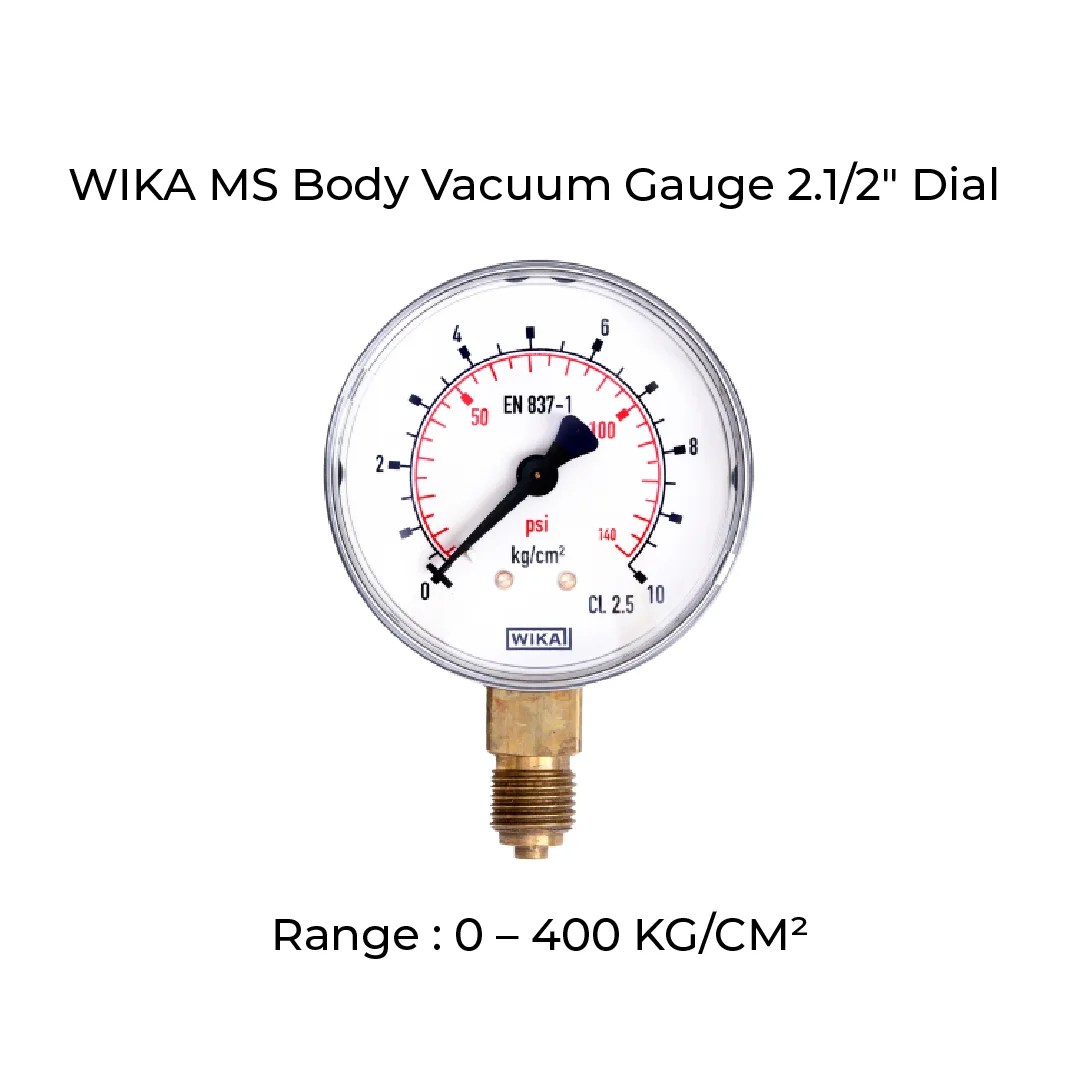 WIKA Pressure Gauge Body MS , Dial Size 50mm , Range 0 2.5 KG/CM² Buy Pneumatics