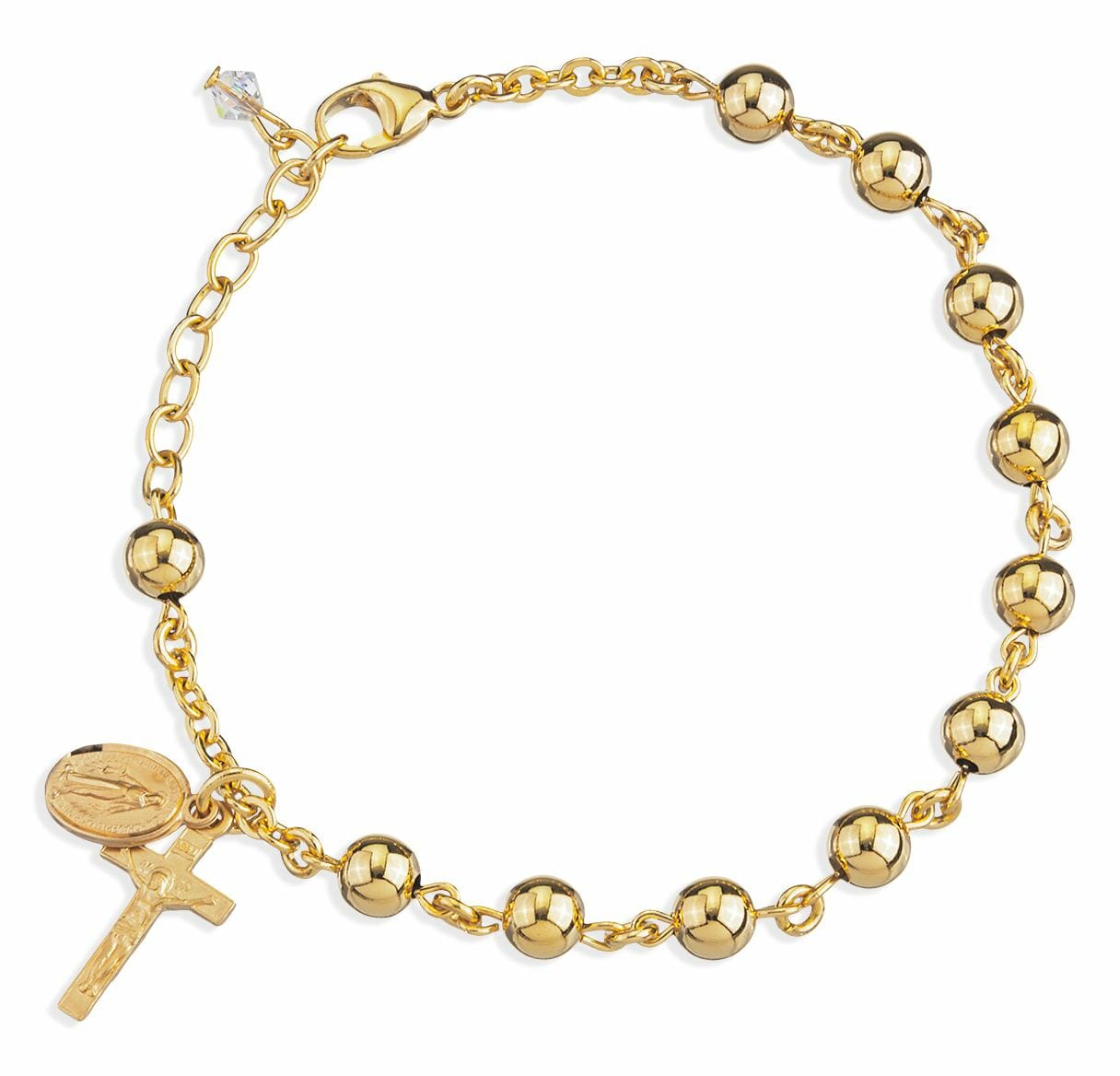 High Polished Round Gold Over Sterling Silver Rosary Bracelet Buy