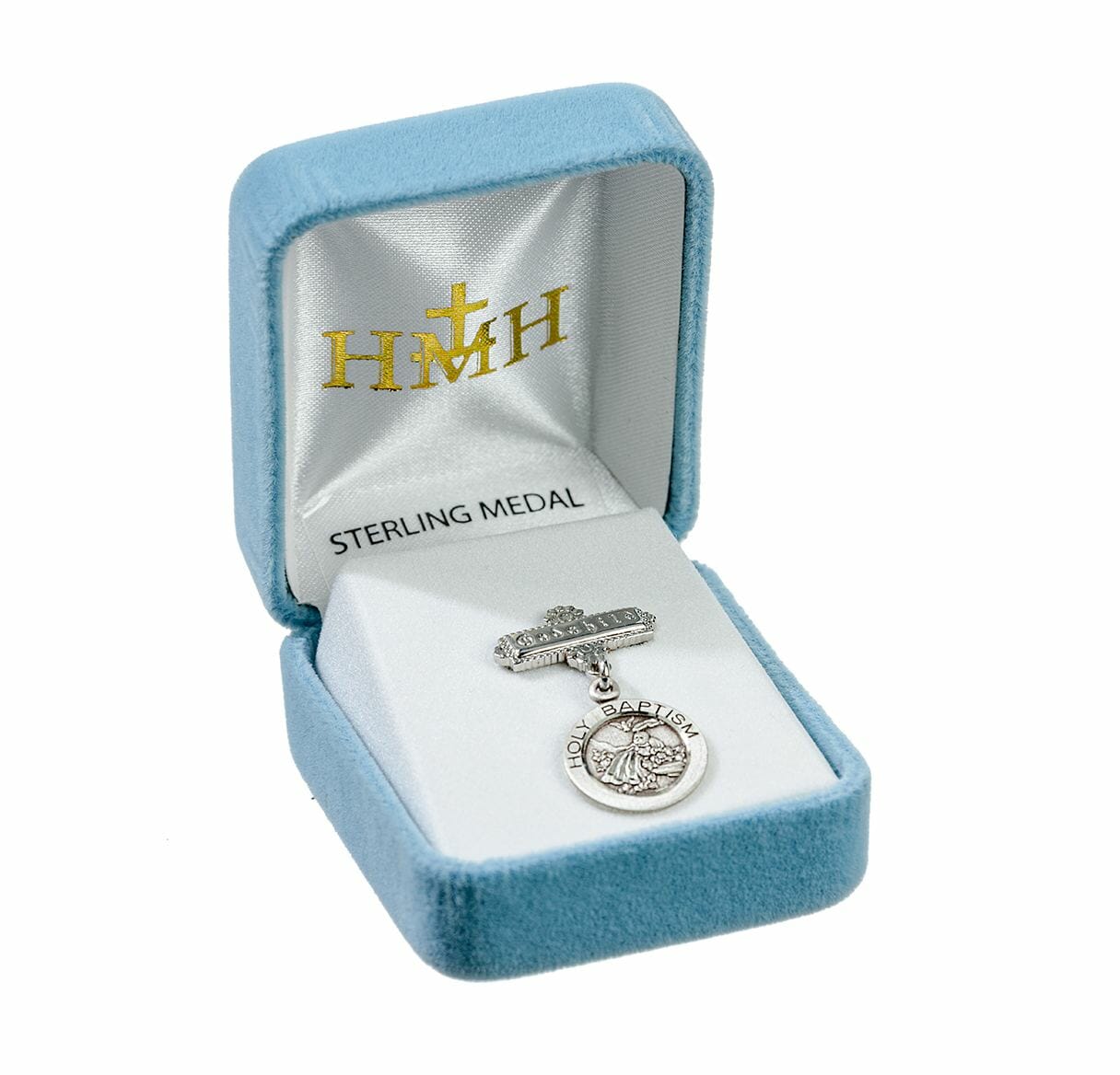 Sterling Silver Round Holy Baptism Medal on a Godchild Pin Buy