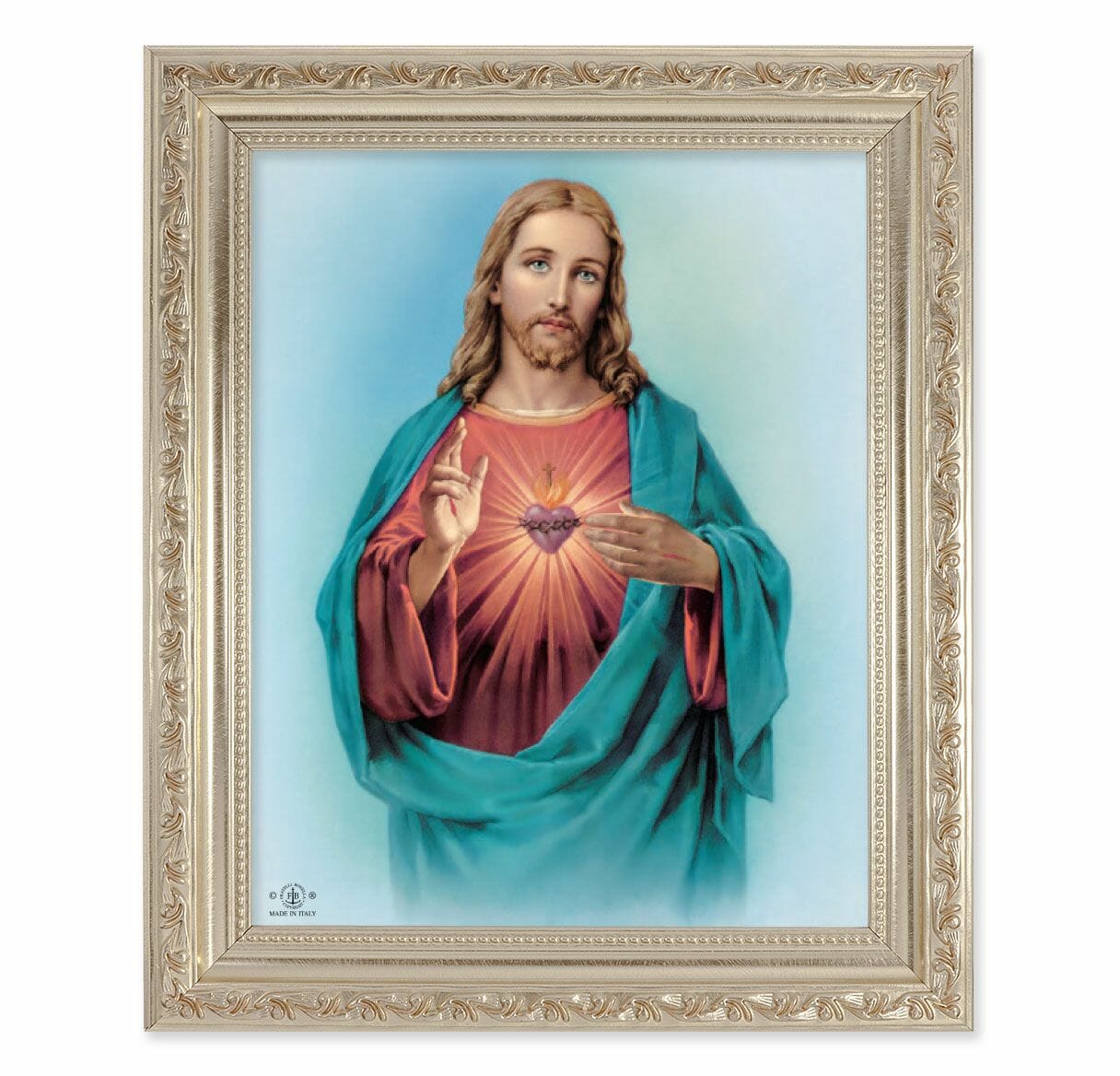 Sacred Heart of Jesus Antique Silver Framed Art Buy Religious