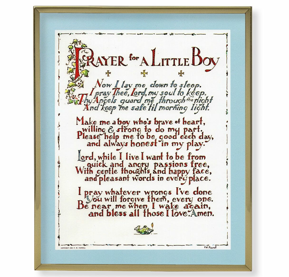 Prayer for Little Boy Gold Framed Plaque Art Buy Religious Catholic Store
