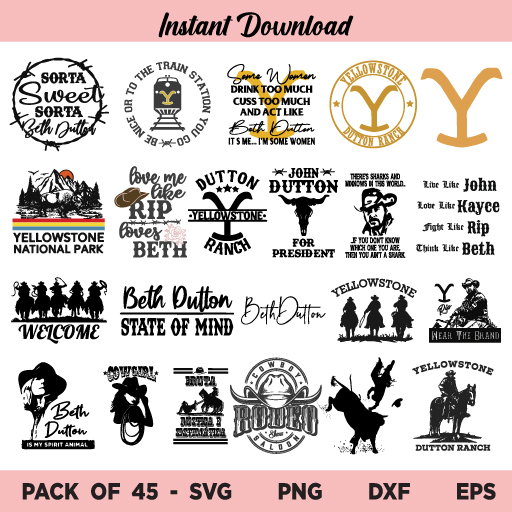 Yellowstone SVG, Yellowstone SVG Files Bundle, Beth Dutton SVG, Yellowstone Dutton Ranch SVG