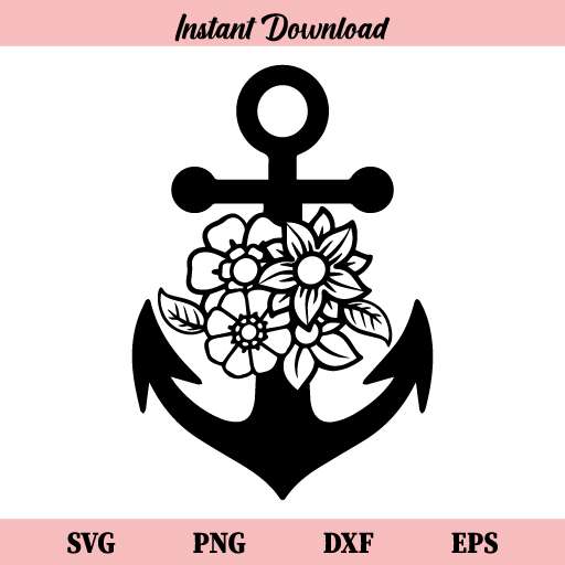Floral Anchor Svg, Flowes Svg, Mom Svg, Anchor Svg, Png, Dxf