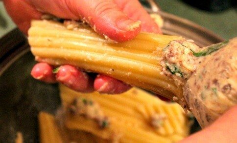 Want all the lasagna flavor without lasagna effort? Try this beef and ricotta stuffed manicotti recipe topped with homemade sauce and melted mozzarella.