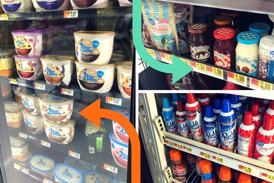Nutty Peanut Buttery Hot Fudge Ice Cream Sundaes Ice cream sundaes ingredients at the local grocery store