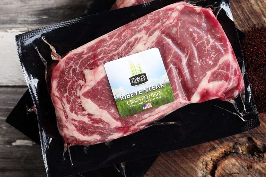 Strauss Free Direct Ribeye Steaks a package of ribeye