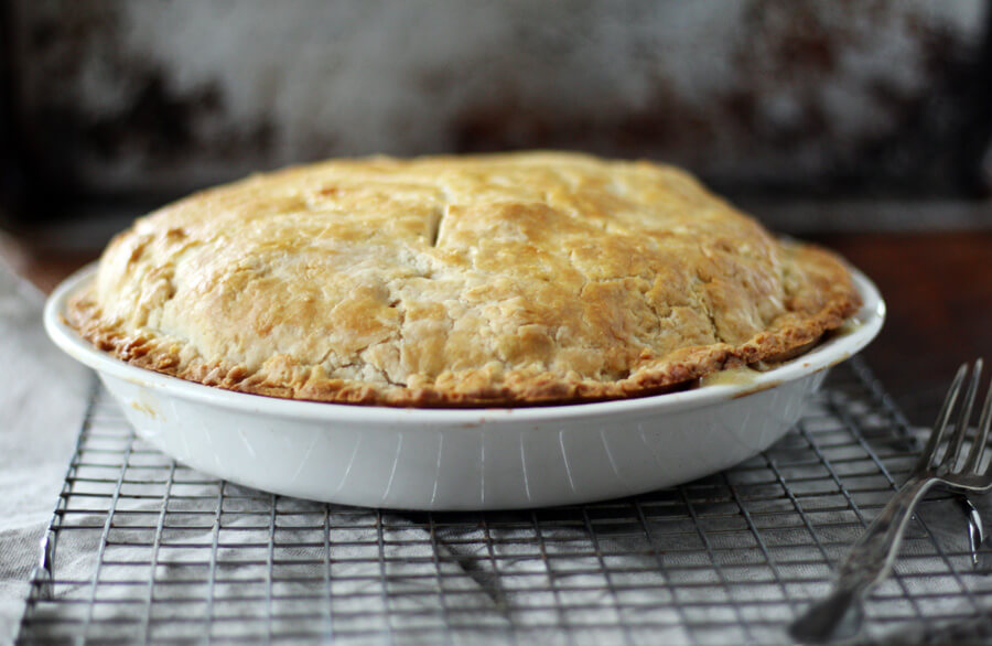 This golden and buttery crust is wrapped around a savory and thick chicken pot pie filling. Ultimate comfort food! Homestyle Double Crust Chicken Pot Pie