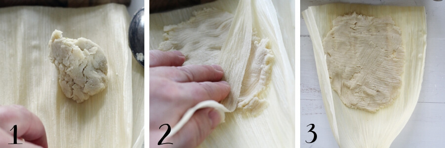 Making tamales is fun! It is a great holiday recipe. Get the whole family involved. A step by step picture detailing tamale assembly.