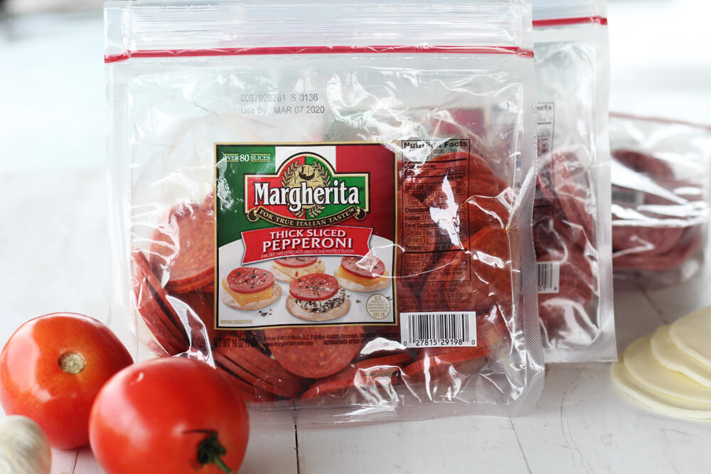 Thick sliced pepperoni