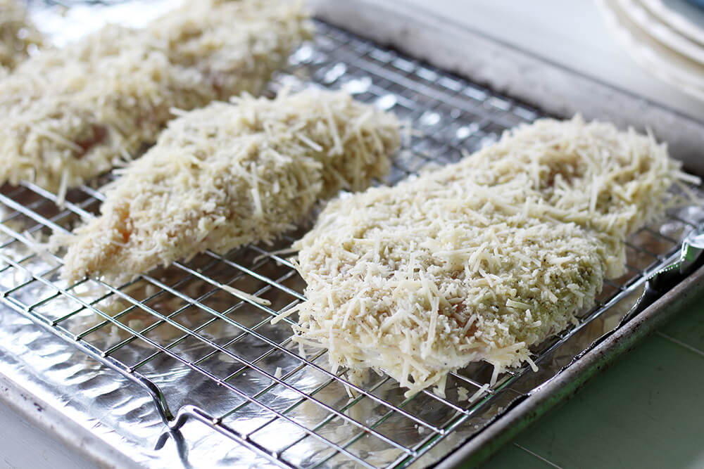 chicken coated with parmesan breading