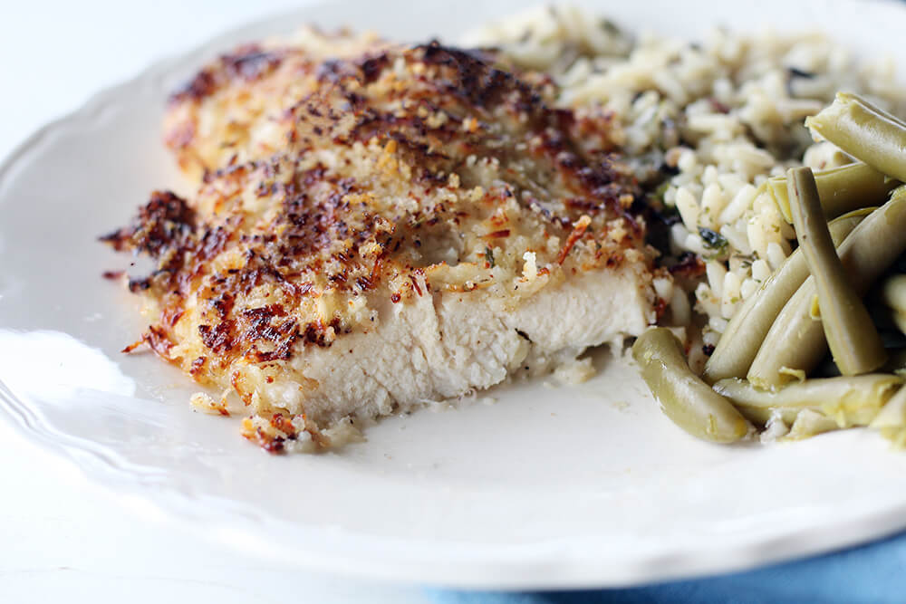 baked chicken on a white plate