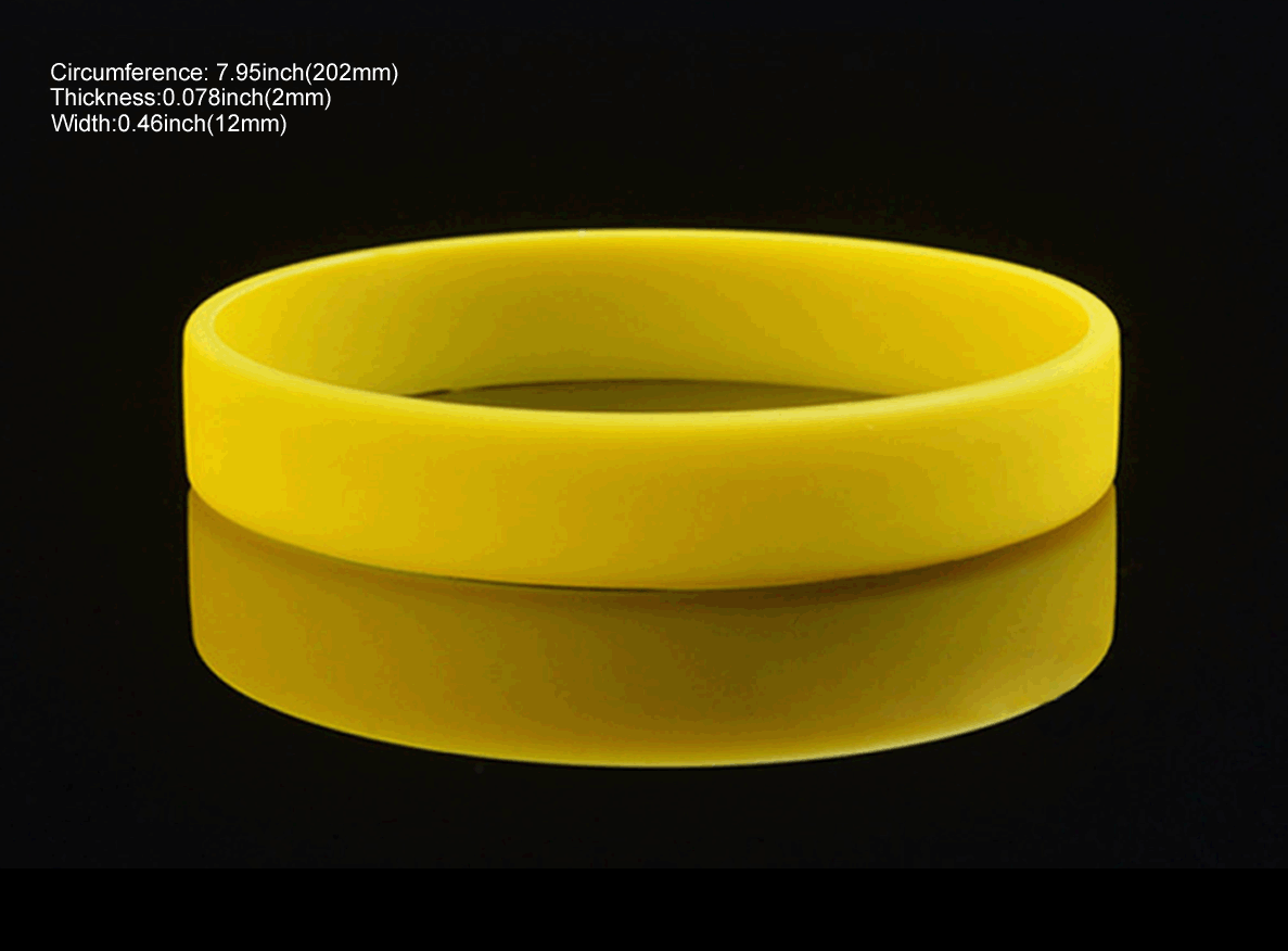 Yellow Silicone Rubber Bracelet Cuff Wristband Wrist Band