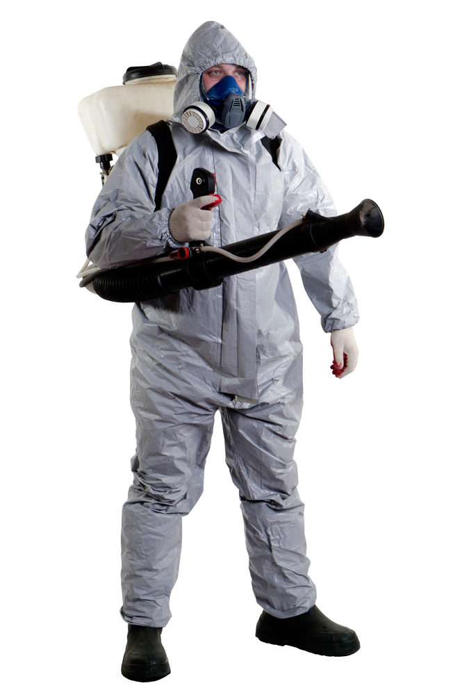 Pest Exterminators Pest control exterminator spraying side view