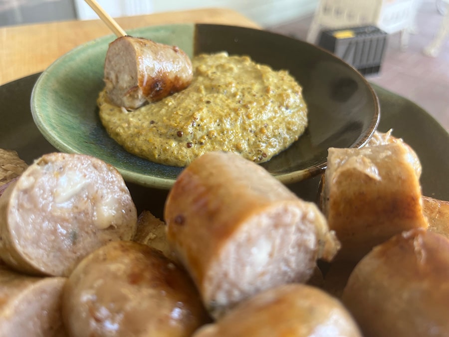 Grilled Brats and a Horseradish Mustard Dip Buzz Savories, LLC