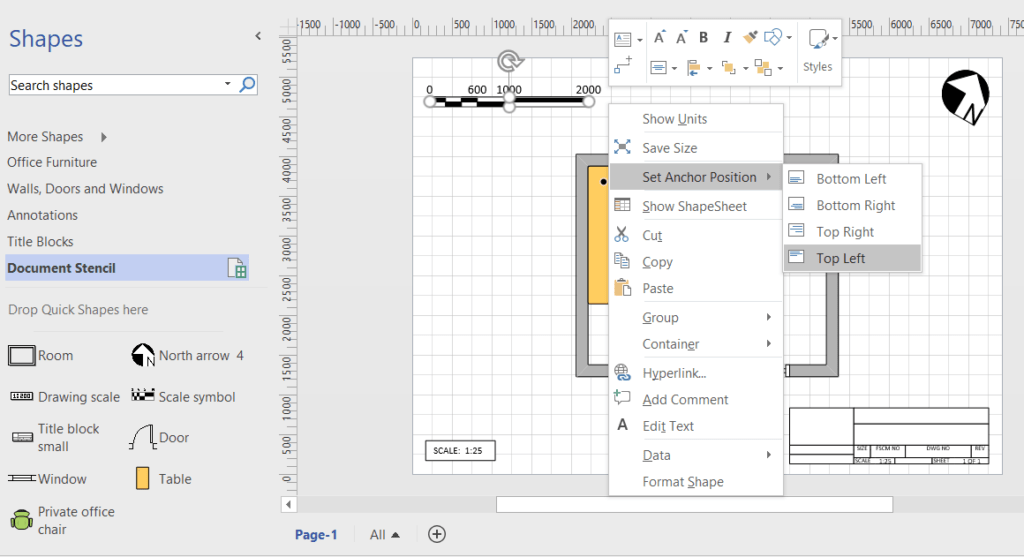 Anchoring scaled shapes to page corners in Visio bVisual