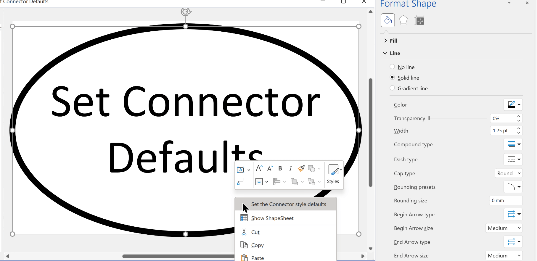Setting Theme defaults in Visio bVisual