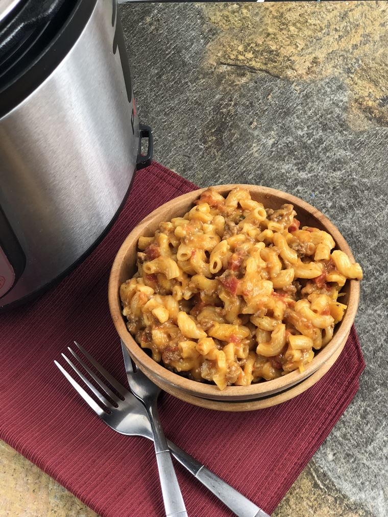 Cheesy Ground Beef Goulash in the Instant Pot with Stovetop
