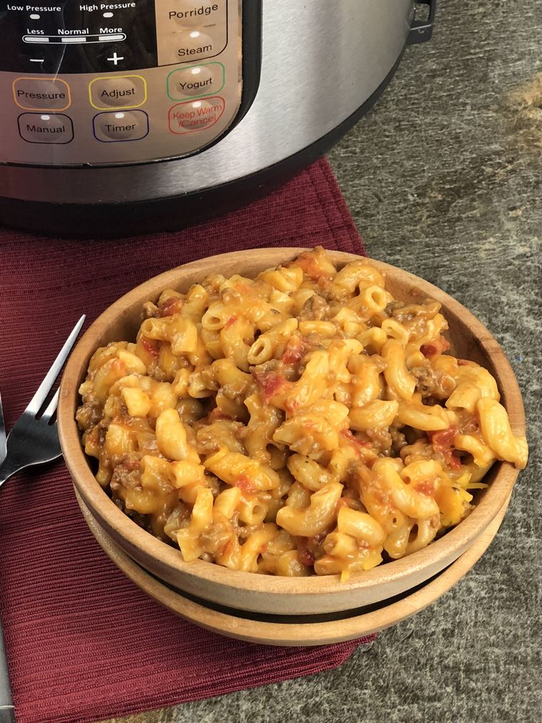 Cheesy Ground Beef Goulash in the Instant Pot with Stovetop