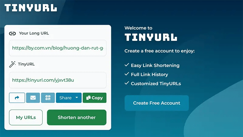 Hướng dẫn cách rút gọn link TinyURL