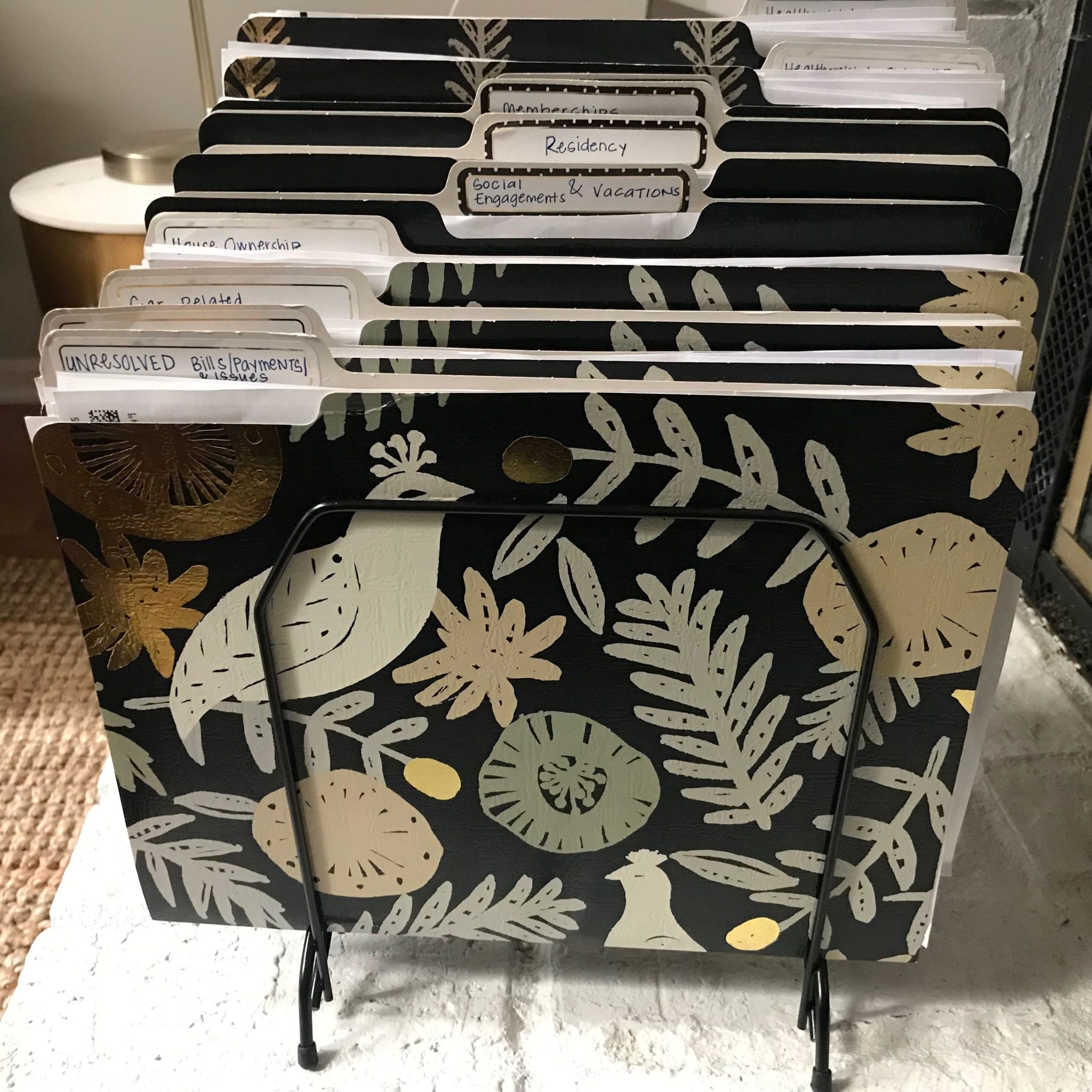 front view of our family document organization system