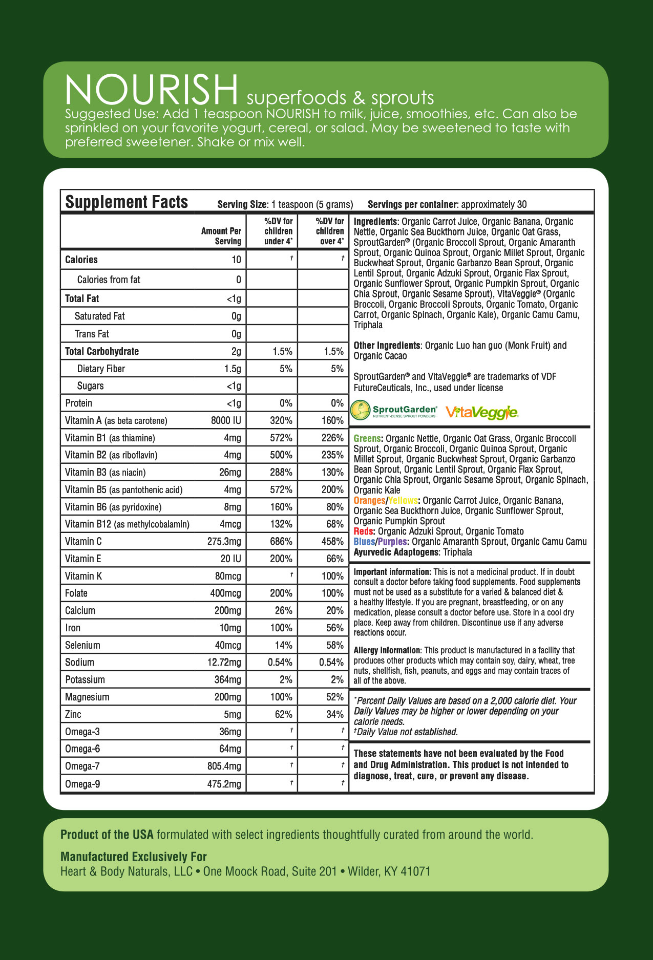 Nourish Superfoods & Sprouts Bye, Bye Belly!