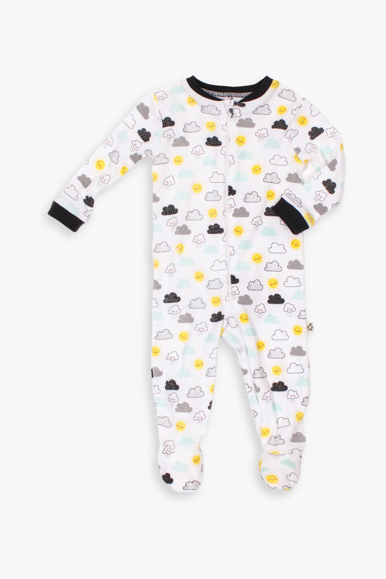 Baby Sleepers Black & White Cloud Footed Sleeper with Front Zip