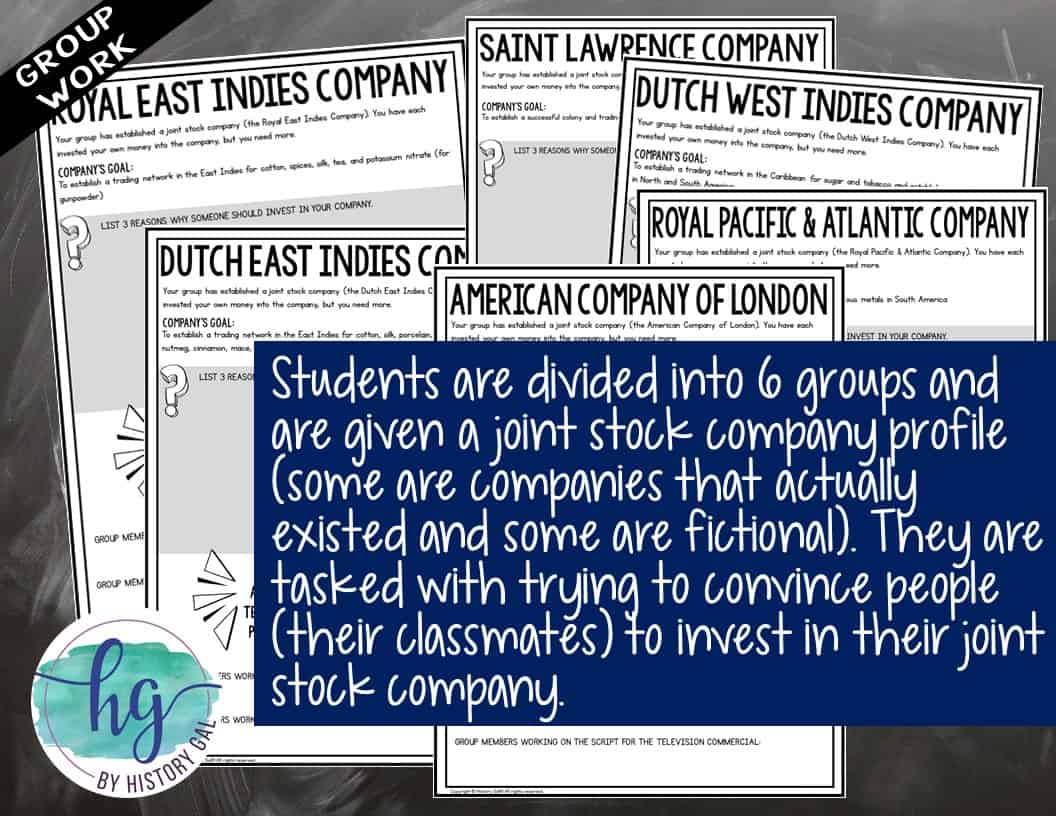 13 Colonies Joint Stock Companies Activity (Print and Digital) By