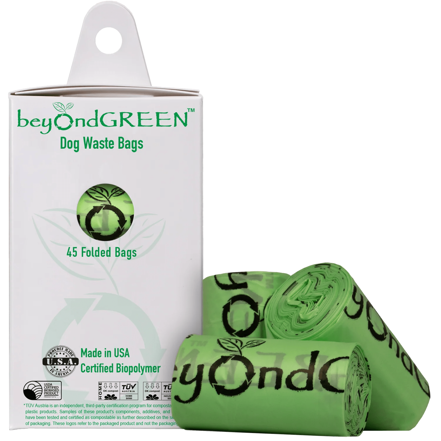 beyondGREEN PlantBased Dog Waste Bags 3 Folded Rolls 45 Bags